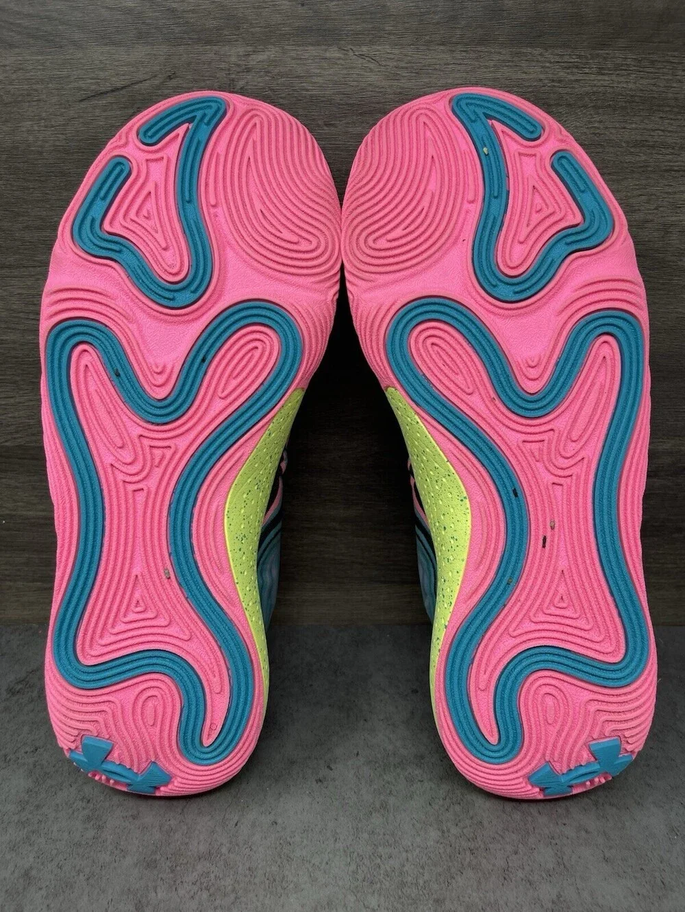 Under Armour Spawn 6 Mens Size 15 Blue Pink Volt Basketball Shoes Flow Cushion